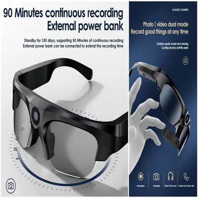 lunettes de soleil de caméra vidéo de 4K Bluetooth pour la pêche, parachutisme, ski