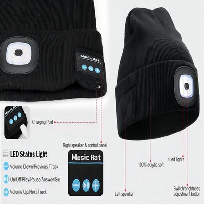 Le phare de LED Bluetooth Beanie With, USB unisexe Rechargable remet aux femmes libres de phares des hommes des cadeaux pour le papa il mari