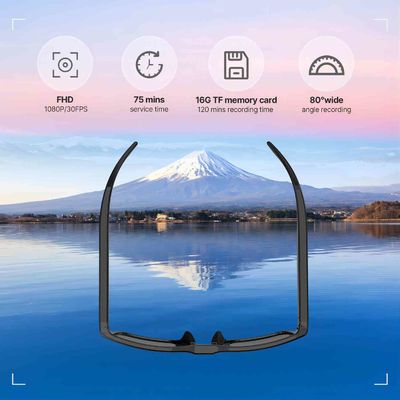 Audio à télécommande des lunettes de soleil FHD 1080P de Smart Camera pour des activités secrètes