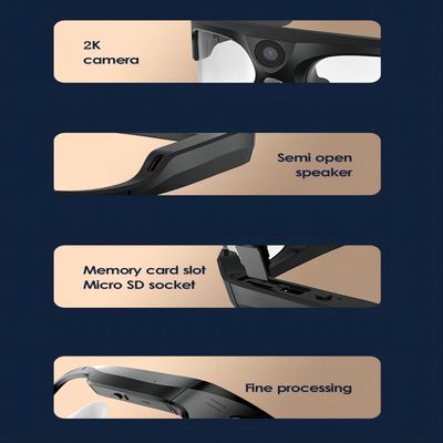 lunettes de soleil de caméra vidéo de 4K Bluetooth pour la pêche, parachutisme, ski