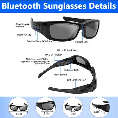 Caméra courante de lunettes de soleil du marathon G4F 1080P Bluetooth de traînée avec la musique, téléphone appelle