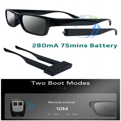 Lunettes de soleil visuelles d'espion UV de protection rechargeables avec l'enregistrement vidéo de HD