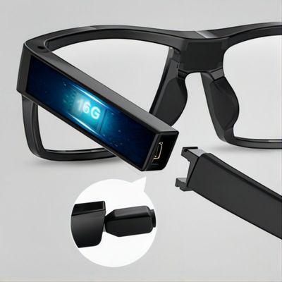 De caméra de lunettes de soleil plein FD 1080P TR90 cadre caché par G2-16G en verre visuels