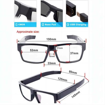 Lunettes de soleil de caméra cachées par TR90 un poids léger 40g à commande par effleurement de doigt