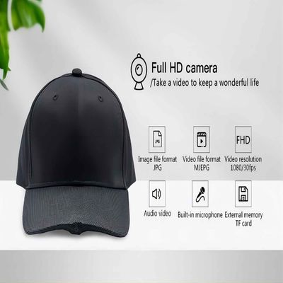 Enregistreur caché par caméra portable du stockage externe 1296P du chapeau 128GB de caméra de corps