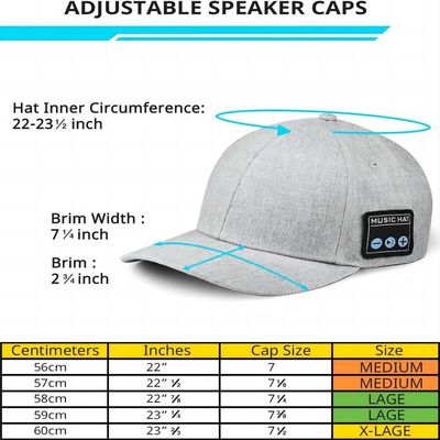 Chapeau avec le chapeau intelligent sans fil de haut-parleur du téléphone de chapeau réglable de bluetooth de haut-parleur de Bluetooth pour le sport en plein air