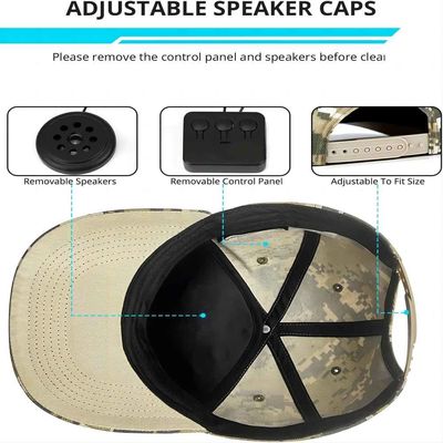 Le bruit de haute fidélité de casquette de baseball de Bluetooth avec 24 heures de musique apprécient l'heure pour l'alpinisme, sports de marathon, golf