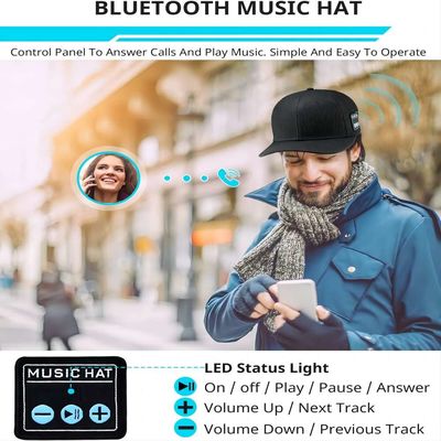 Chapeau sans fil de haut-parleur de bluetooth, Washable+ réglables avec le bruit DE HAUTE FIDÉLITÉ pour le sport de base-ball, patinant le sport en plein air etc.
