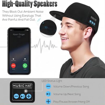 Lavage de main de bluetooth de sports de haut-parleur audio mobile de chapeau et réglable démontables pour le base-ball, raie, faisant du vélo