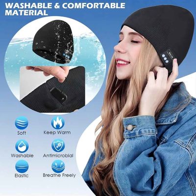 La calotte de Bluetooth, double ouatine garnie de Bluetooth 5,1 chauds sans fil tricotent Beanie Bluetooth Hat