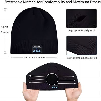 La calotte de Bluetooth, double ouatine garnie de Bluetooth 5,1 chauds sans fil tricotent Beanie Bluetooth Hat