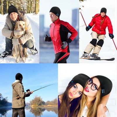 La calotte de Bluetooth, double ouatine garnie de Bluetooth 5,1 chauds sans fil tricotent Beanie Bluetooth Hat