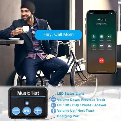 Chapeau sans fil de la calotte B5 avec le bluetooth, les appels téléphoniques mains libres et la musique jouant avec la chaleur pour les hommes, sports d'hiver de femmes