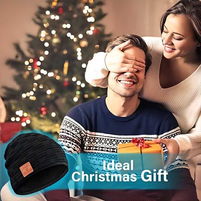 Chapeau noir Bluetooth de haut-parleur sans fil de Bluetooth Beanie Hat avec la musique apprécier en tant que stockage des cadeaux de Stuffers pour la famille
