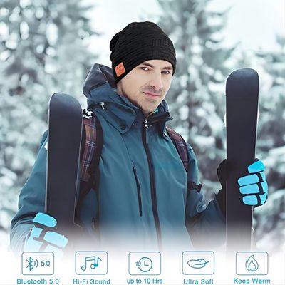 Chapeau noir Bluetooth de haut-parleur sans fil de Bluetooth Beanie Hat avec la musique apprécier en tant que stockage des cadeaux de Stuffers pour la famille