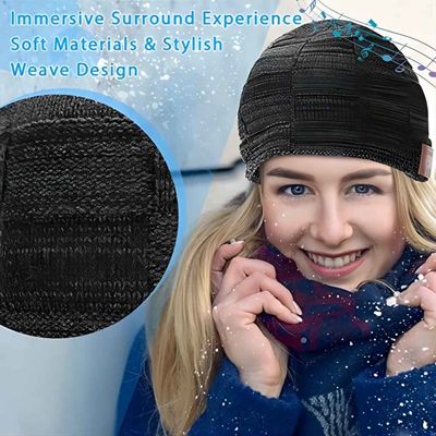 Chapeau noir Bluetooth de haut-parleur sans fil de Bluetooth Beanie Hat avec la musique apprécier en tant que stockage des cadeaux de Stuffers pour la famille