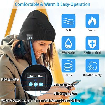 Viview Bluetooth Beanie Hat, apprécient le téléphone mains libres de music&amp; parlant, stockant des cadeaux de Stuffers pour des sports de marathon, camping