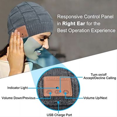 Bluetooth sans fil Beanie Hat Rechargable 250mah avec des callings de téléphone de temps de la musique 16hours