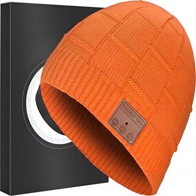 Appels mains libres de musique orange de Bluetooth Beanie Hat Wireless Headset Listening