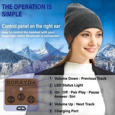 L'hiver de Bluetooth Beanie Hat Headphone Music Hat de femmes d'hommes tricotent le chapeau