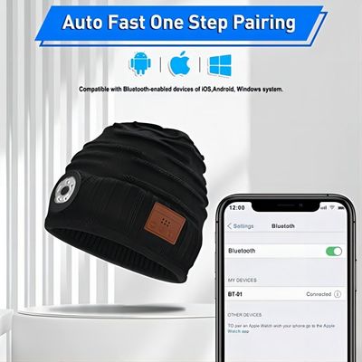 Phare de Bluetooth Beanie Hat With LED de batterie rechargeable pour le recyclage faisant du vélo de hausse s'élevant