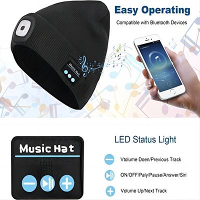 Chapeau de 4 de LED de phare écouteurs de Bluetooth avec les cadeaux d'anniversaire sans fil d'écouteurs