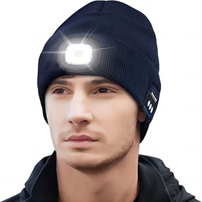 Chapeau d'écouteurs de Bluetooth de cadeaux de Noël d'années de l'adolescence de femmes d'hommes avec Headtorch