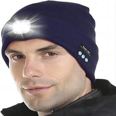 Chapeau d'écouteurs de Bluetooth de cadeaux de Noël d'années de l'adolescence de femmes d'hommes avec Headtorch