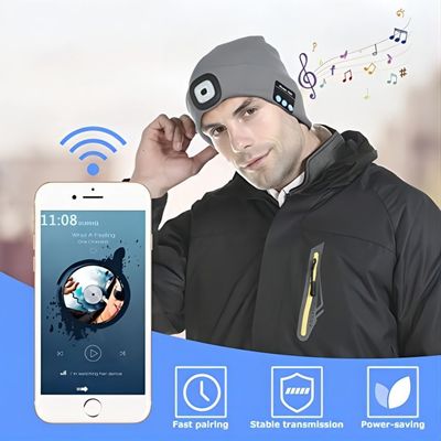 La LED tricotent le temps de jeu du chapeau 12hours d'écouteurs de Bluetooth construite dans le microphone