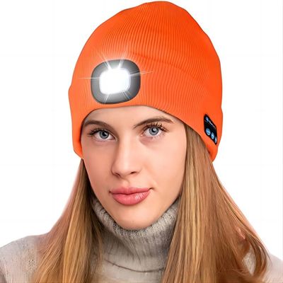 Chapeau unisexe de phare avec les écouteurs sans fil de lumière de Bluetooth pour le papa des hommes