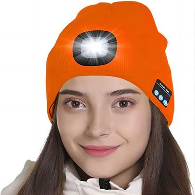 Chapeau unisexe de phare avec les écouteurs sans fil de lumière de Bluetooth pour le papa des hommes
