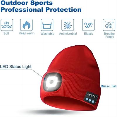 Chapeau unisexe de phare avec les écouteurs sans fil de lumière de Bluetooth pour le papa des hommes