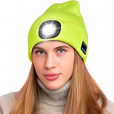 Chapeau d'écouteurs de Bluetooth de chapeau de musique de phare de LED pour Noël, anniversaires, hommes