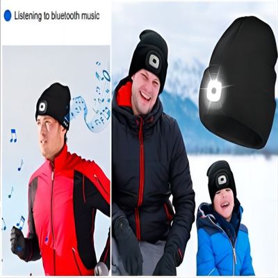 Chapeau unisexe de Bluetooth de lampe-torche avec le chapeau sans fil léger de musique d'écouteurs