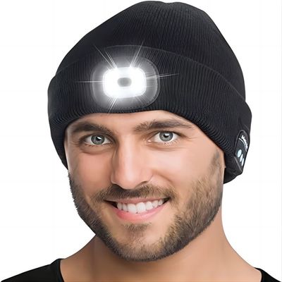 Chapeau unisexe de Bluetooth de lampe-torche avec le chapeau sans fil léger de musique d'écouteurs