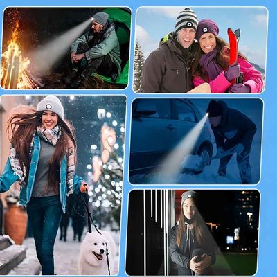 Bluetooth détachable LED Beanie Hat With Front Light pour la pêche de nuit