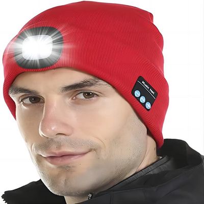Chapeau de Bluetooth LED de playback de musique d'appels téléphoniques avec la lumière de 4 LED pour la marche de nuit