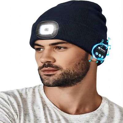 Nuit d'hiver fonctionnant le chapeau sans fil d'écouteurs de Bluetooth avec la lumière réglable de 3 LED