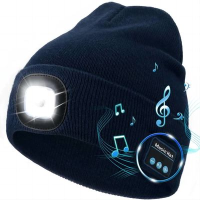 Nuit d'hiver fonctionnant le chapeau sans fil d'écouteurs de Bluetooth avec la lumière réglable de 3 LED