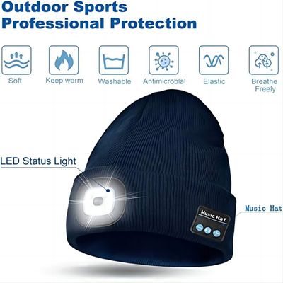 Nuit d'hiver fonctionnant le chapeau sans fil d'écouteurs de Bluetooth avec la lumière réglable de 3 LED