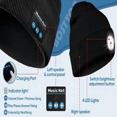 Les mains unisexes de LED Beanie With Light USB Rechargable libèrent le chapeau de phare de 4 LED