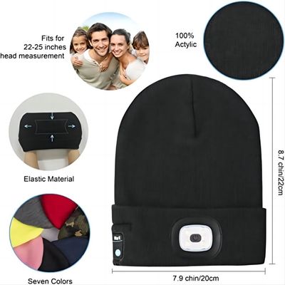 Les mains unisexes de LED Beanie With Light USB Rechargable libèrent le chapeau de phare de 4 LED