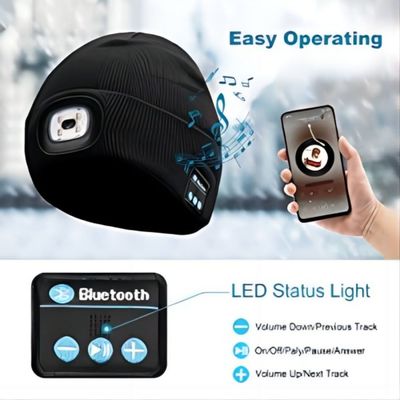 Le phare de LED Bluetooth Beanie With, USB unisexe Rechargable remet aux femmes libres de phares des hommes des cadeaux pour le papa il mari