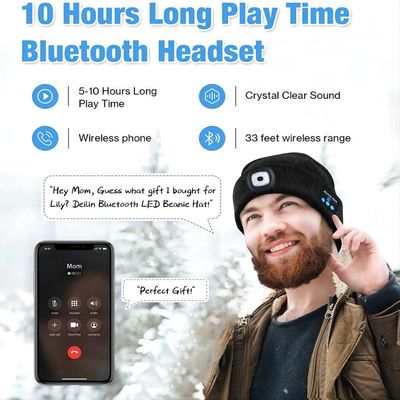Pleine caméra visuelle de corps de chapeau de HD 1296P Bluetooth avec des phares d'éclat de LED
