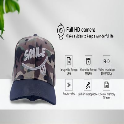 contrôle d'APPLI de chapeau de caméra caché par action du sport 2K avec la batterie de 1000mah Rechargable