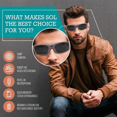 Lunettes de soleil visuelles de Bluetooth d'enregistrement vidéo