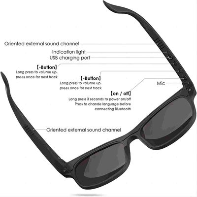 La musique ouverte d'oreille de radio de lunettes de soleil intelligentes de Bluetooth remet l'appel gratuit imperméable